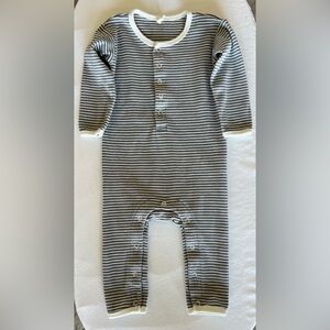 Quincy Mae Ribbed Baby Jumpsuit - Lagoon Micro Stripe
